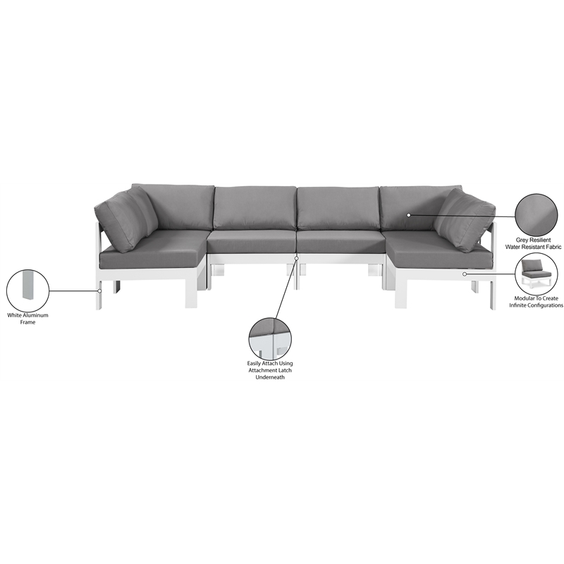 Meridian Furniture Nizuc Grey Outdoor Patio Modular Sectional