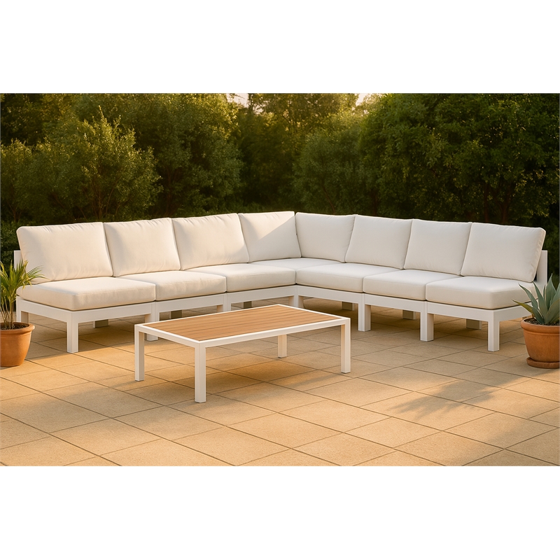 Meridian Furniture Nizuc White Outdoor Patio Modular Sectional