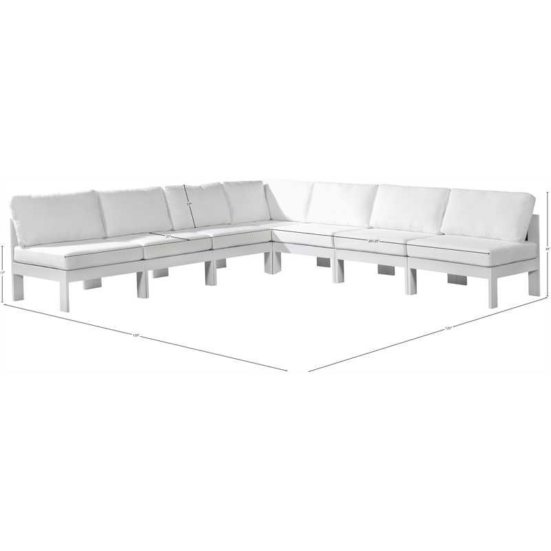 Meridian Furniture Nizuc White Outdoor Patio Modular Sectional