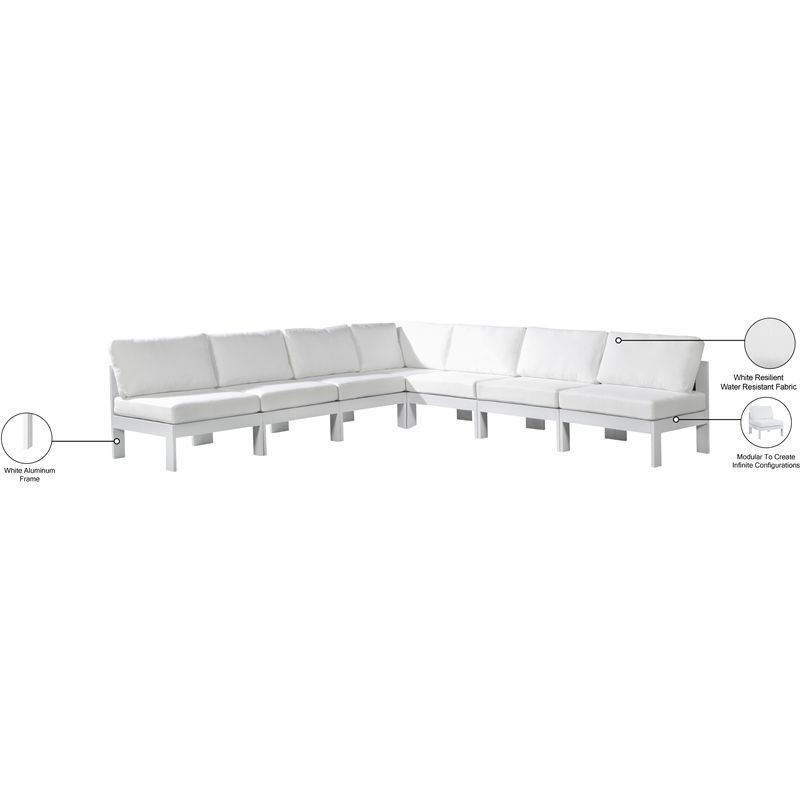 Meridian Furniture Nizuc White Outdoor Patio Modular Sectional