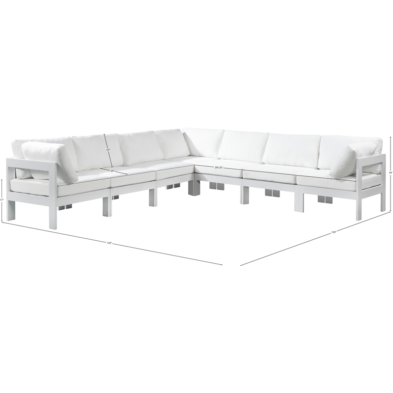 Meridian Furniture Nizuc White Outdoor Patio Modular Sectional