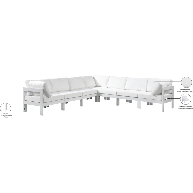 Meridian Furniture Nizuc White Outdoor Patio Modular Sectional