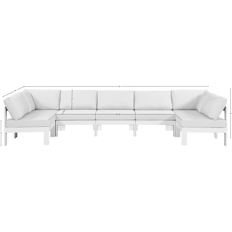 Meridian Furniture Nizuc White Outdoor Patio Modular Sectional