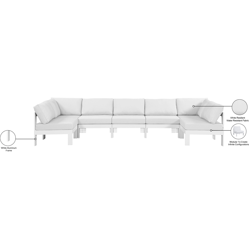 Meridian Furniture Nizuc White Outdoor Patio Modular Sectional