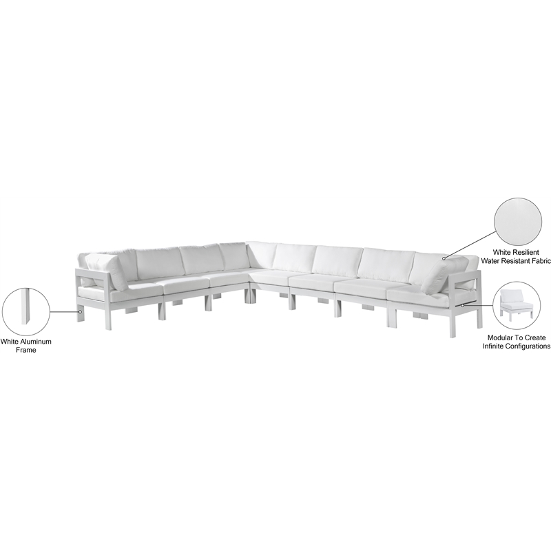 Meridian Furniture Nizuc White Outdoor Patio Modular Sectional