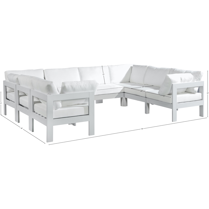 Meridian Furniture Nizuc White Outdoor Patio Modular Sectional