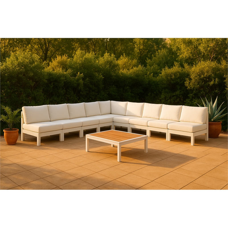Meridian Furniture Nizuc White Outdoor Patio Modular Sectional