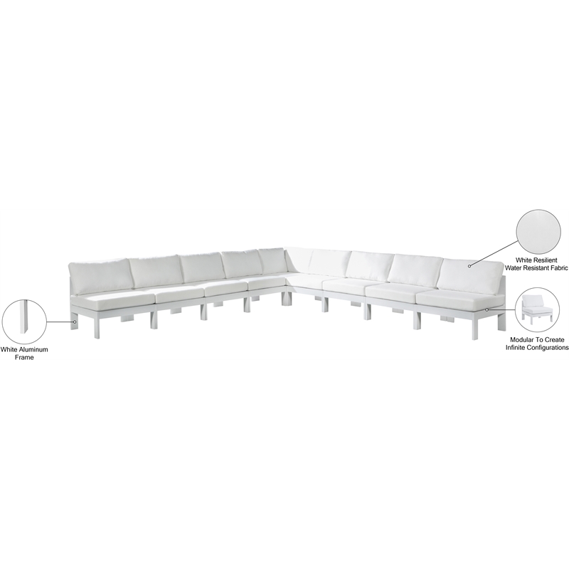 Meridian Furniture Nizuc White Outdoor Patio Modular Sectional