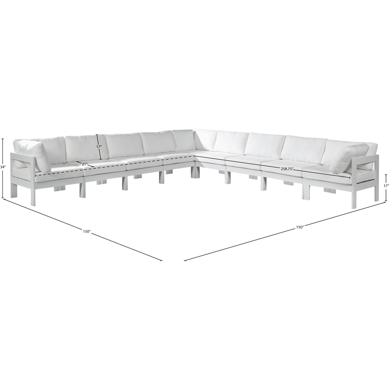 Meridian Furniture Nizuc White Outdoor Patio Modular Sectional