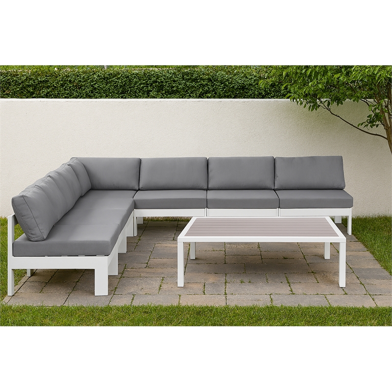 Meridian Furniture Nizuc Grey Outdoor Patio Modular Sectional