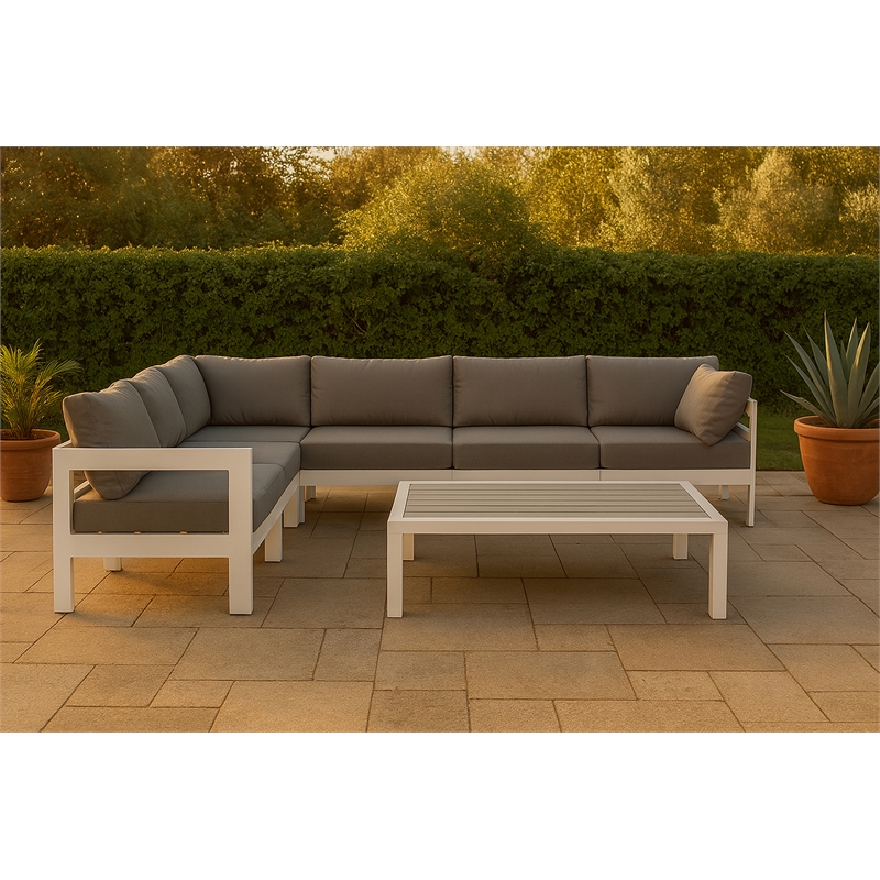 Meridian Furniture Nizuc Grey Outdoor Patio Modular Sectional