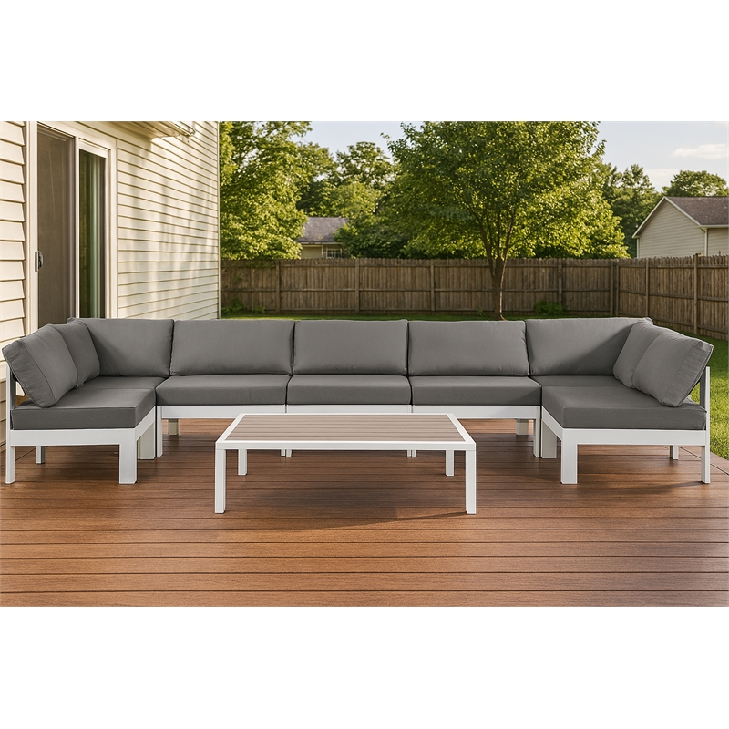 Meridian Furniture Nizuc Grey Outdoor Patio Modular Sectional