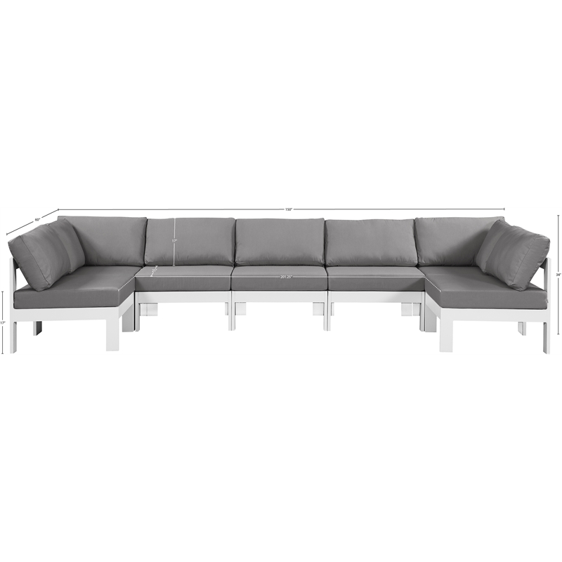 Meridian Furniture Nizuc Grey Outdoor Patio Modular Sectional