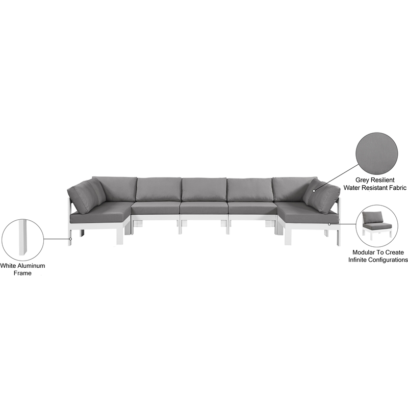 Meridian Furniture Nizuc Grey Outdoor Patio Modular Sectional