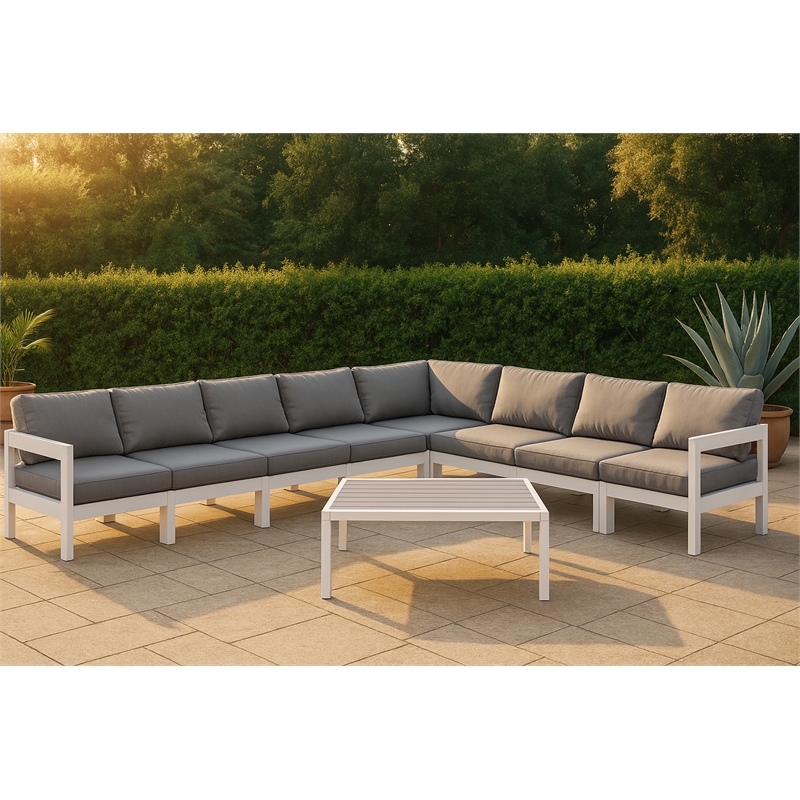 Meridian Furniture Nizuc Grey Outdoor Patio Modular Sectional