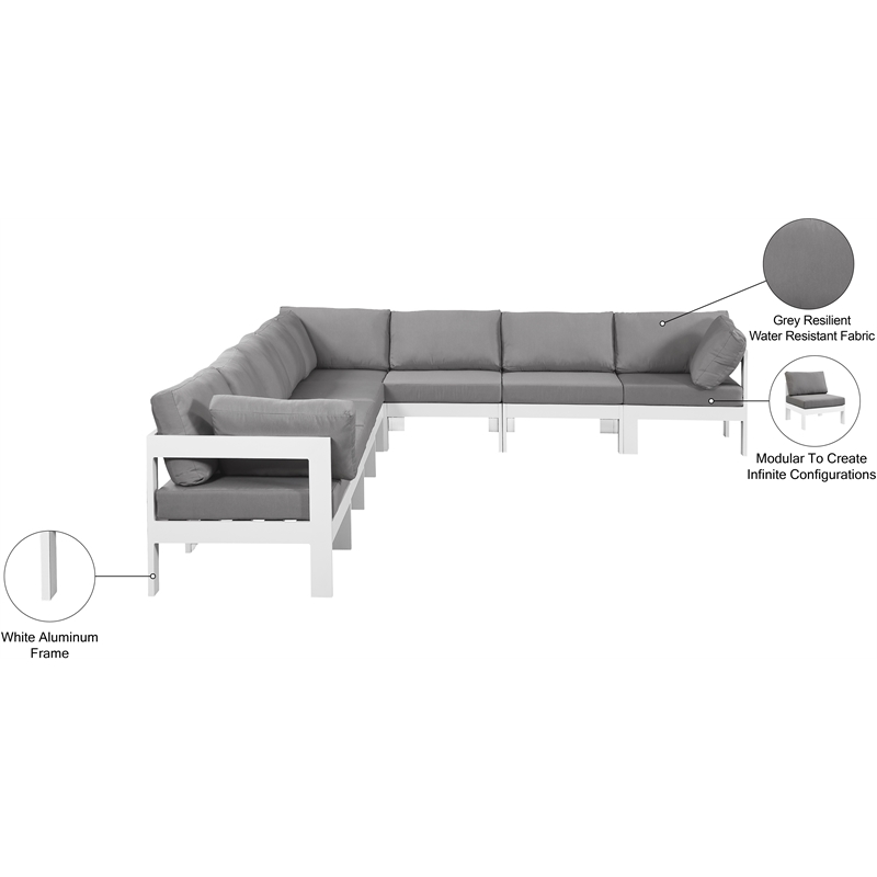 Meridian Furniture Nizuc Grey Outdoor Patio Modular Sectional