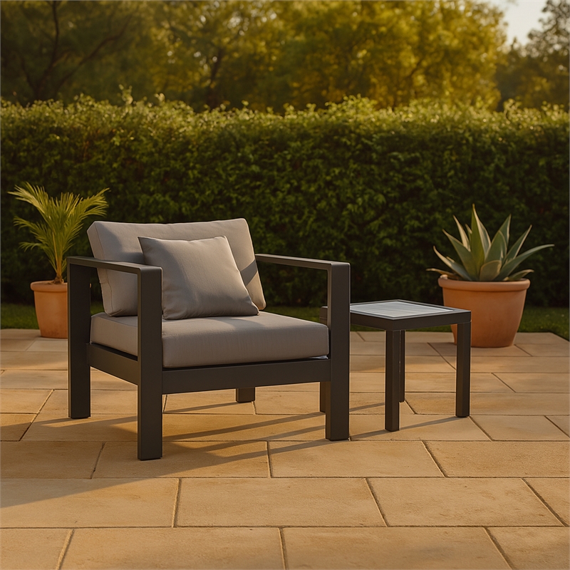 Meridian Furniture Nizuc Grey Outdoor Patio Arm Chair