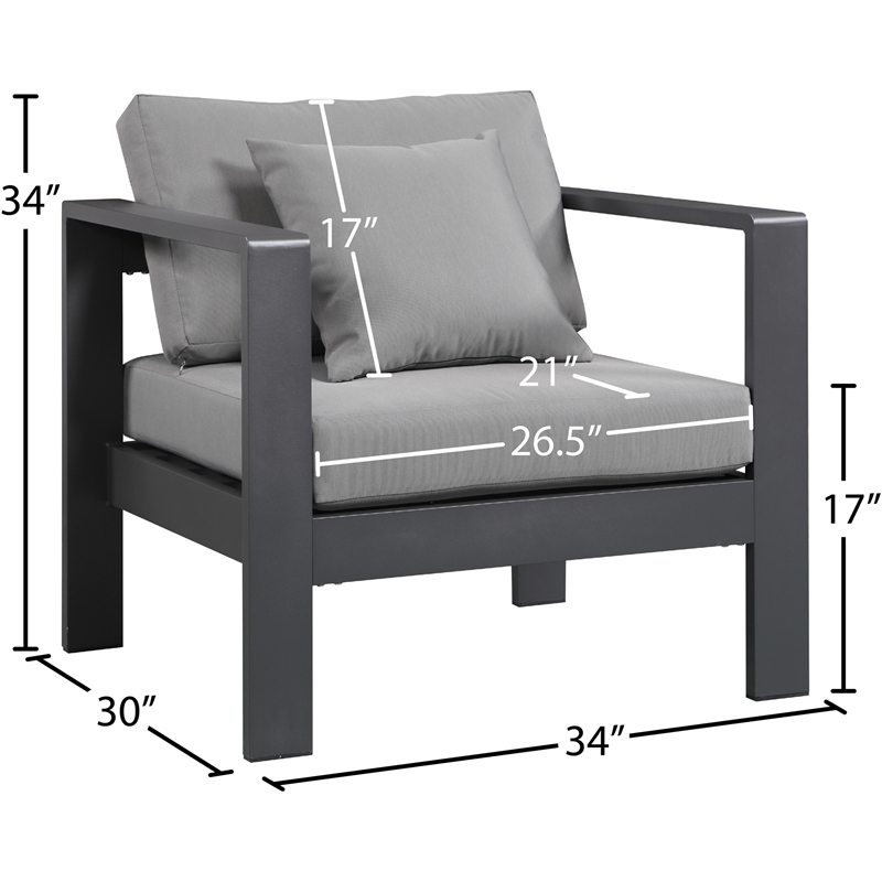 Meridian Furniture Nizuc Grey Outdoor Patio Arm Chair