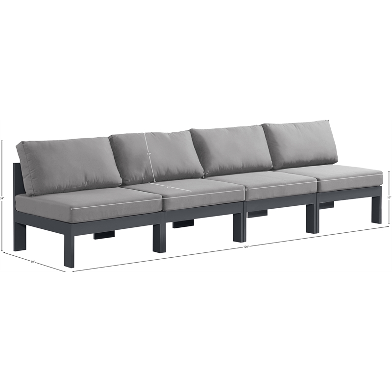 Meridian Furniture Nizuc Grey Outdoor Patio Modular Sofa