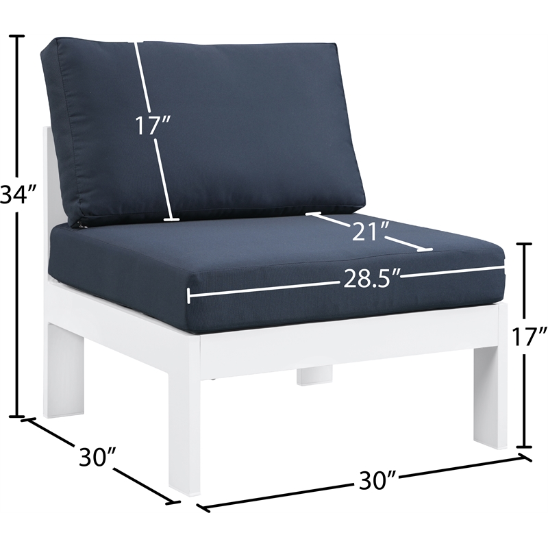 Meridian Furniture Nizuc Navy Outdoor Patio Armless Chair