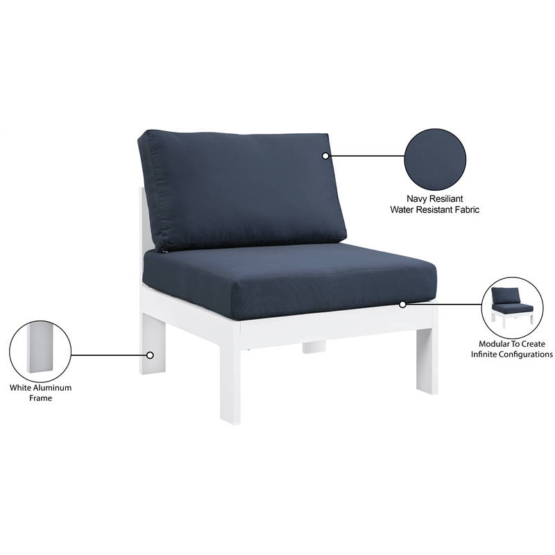 Meridian Furniture Nizuc Navy Outdoor Patio Armless Chair