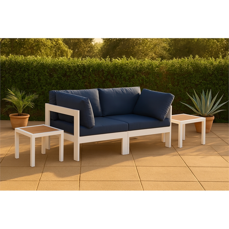 Meridian Furniture Nizuc Navy Outdoor Patio Modular Sofa