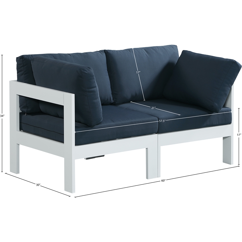 Meridian Furniture Nizuc Navy Outdoor Patio Modular Sofa