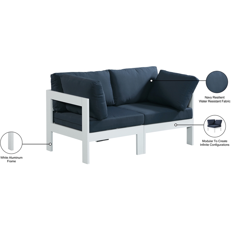 Meridian Furniture Nizuc Navy Outdoor Patio Modular Sofa