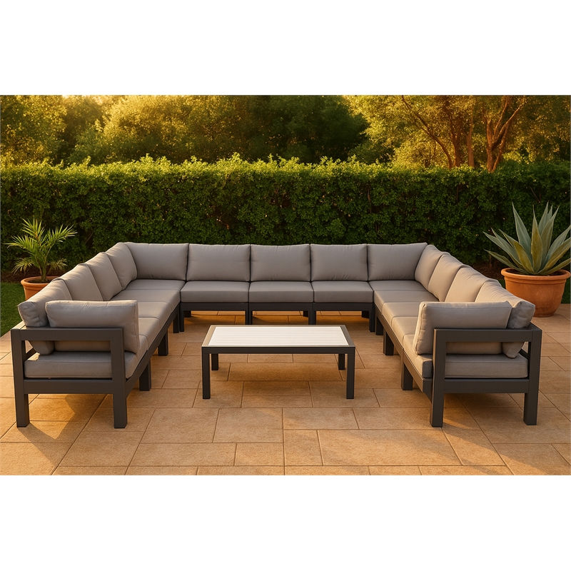 Meridian Furniture Nizuc Grey Outdoor Patio Modular Sectional