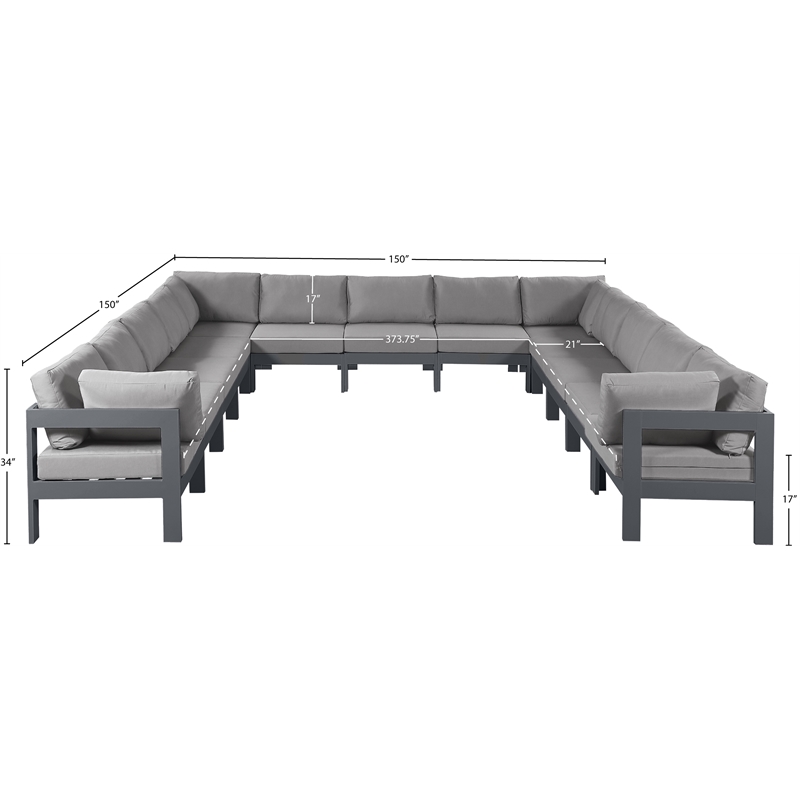 Meridian Furniture Nizuc Grey Outdoor Patio Modular Sectional