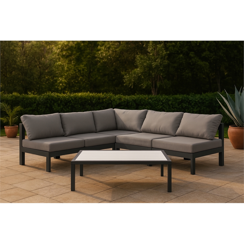 Meridian Furniture Nizuc Grey Outdoor Patio Modular Sectional