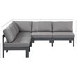Meridian Furniture Nizuc Grey Outdoor Patio Modular Sectional