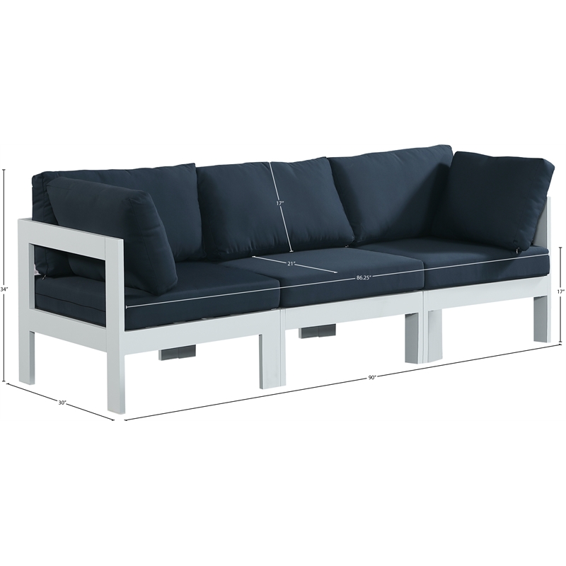 Meridian Furniture Nizuc Navy Outdoor Patio Modular Sofa