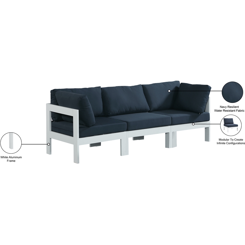 Meridian Furniture Nizuc Navy Outdoor Patio Modular Sofa