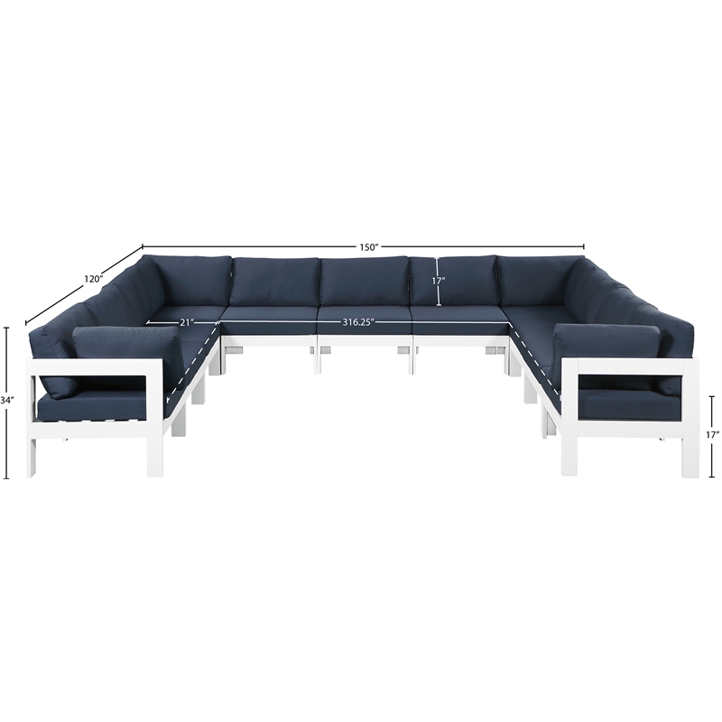 Meridian Furniture Nizuc Navy Outdoor Patio Modular Sectional