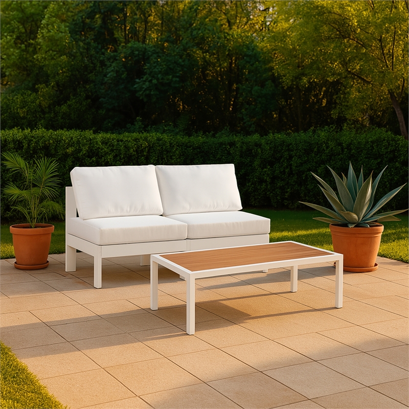 Meridian Furniture Nizuc White Outdoor Patio Modular Sofa