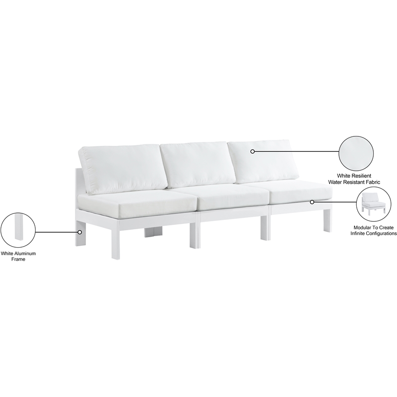 Meridian Furniture Nizuc White Outdoor Patio Modular Sofa