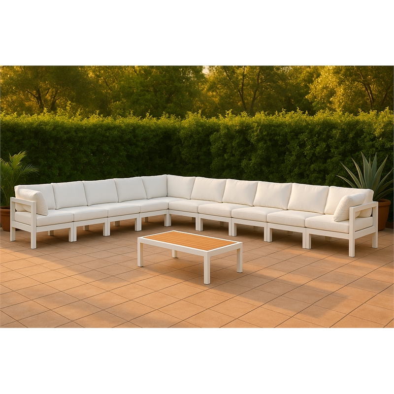 Meridian Furniture Nizuc White Outdoor Patio Modular Sectional