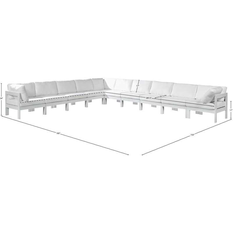 Meridian Furniture Nizuc White Outdoor Patio Modular Sectional