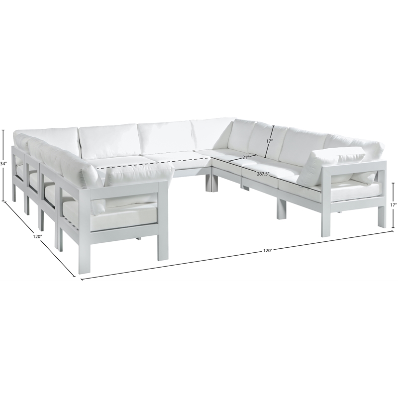 Meridian Furniture Nizuc White Outdoor Patio Modular Sectional