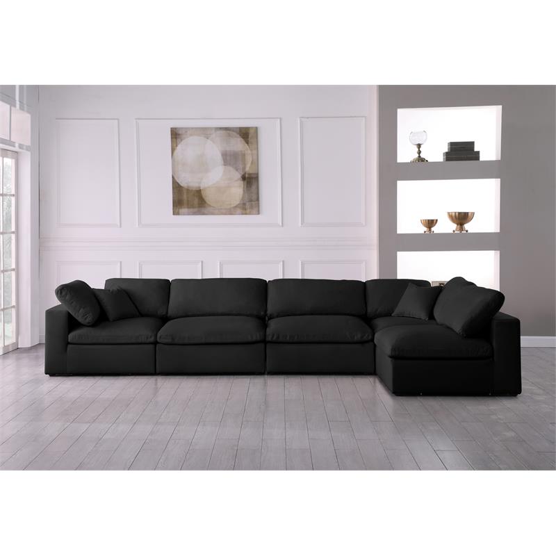 Meridian Furniture Serene Black Linen Fabric Deluxe Modular Sectional