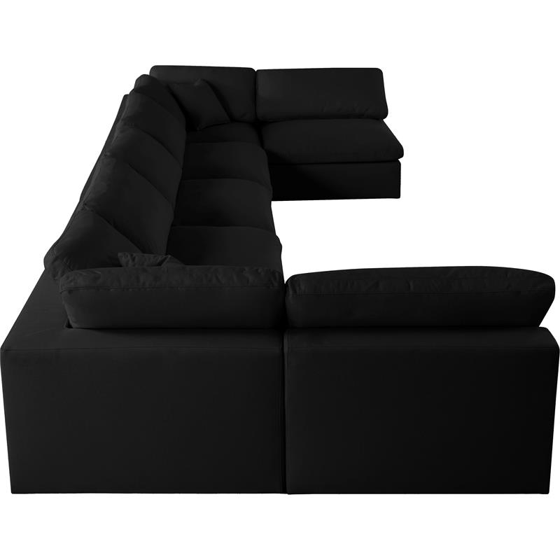 Meridian Furniture Serene Black Linen Fabric Deluxe Modular Sectional