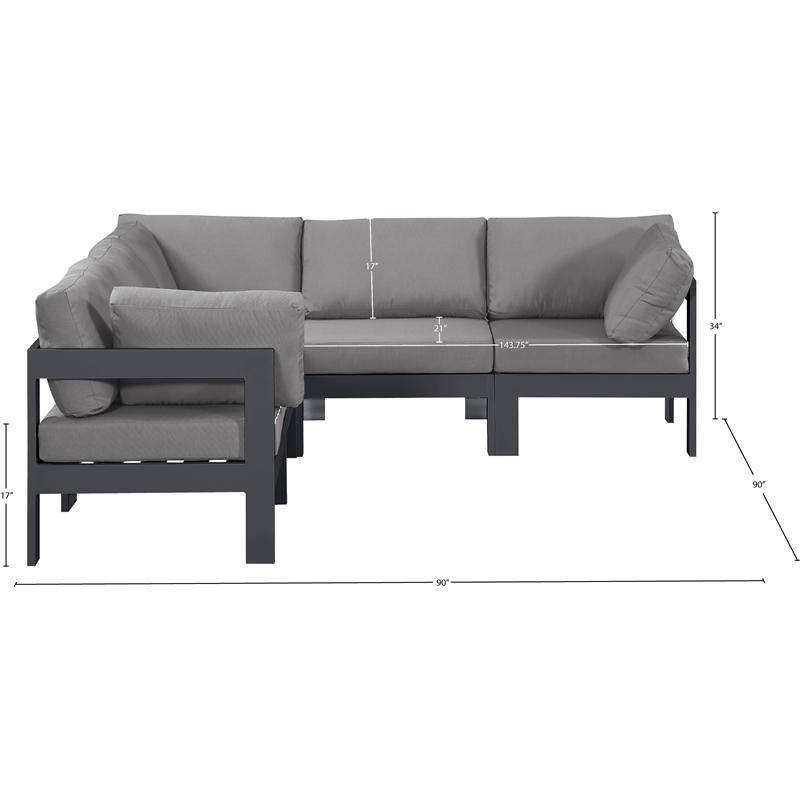 Meridian Furniture Nizuc Grey Outdoor Patio Modular Sectional