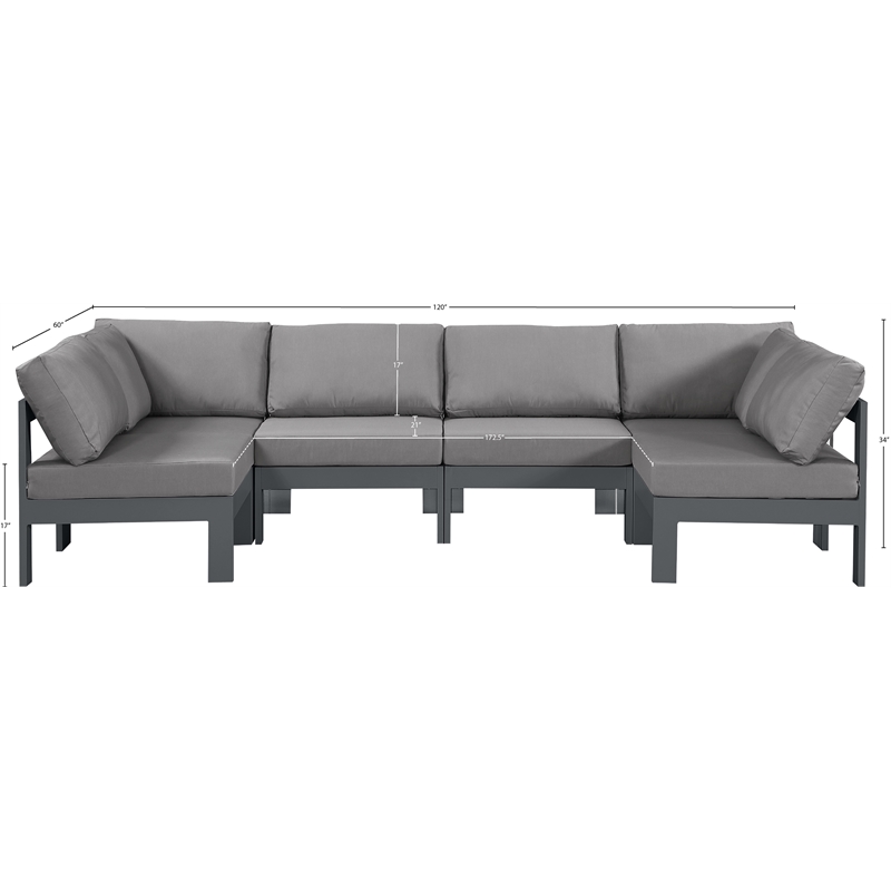 Meridian Furniture Nizuc Grey Outdoor Patio Modular Sectional