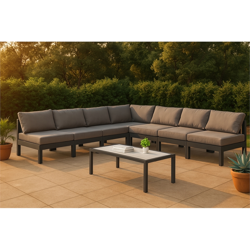 Meridian Furniture Nizuc Grey Outdoor Patio Modular Sectional
