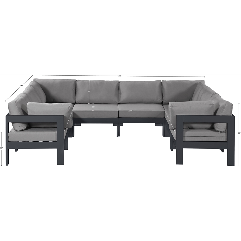 Meridian Furniture Nizuc Grey Outdoor Patio Modular Sectional
