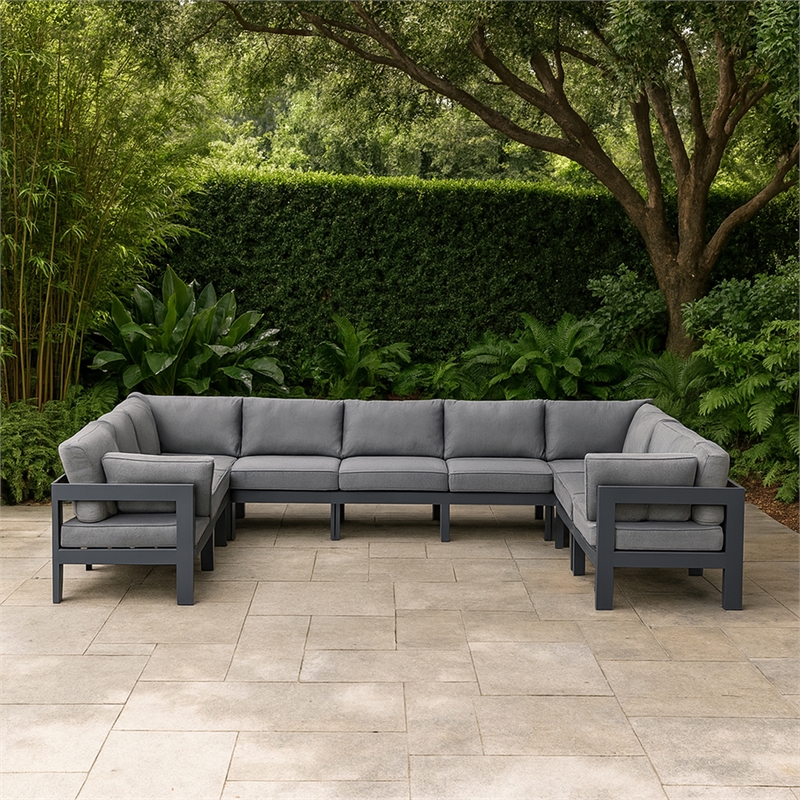 Meridian Furniture Nizuc Grey Outdoor Patio Modular Sectional