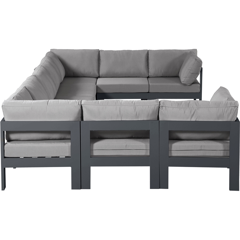 Meridian Furniture Nizuc Grey Outdoor Patio Modular Sectional