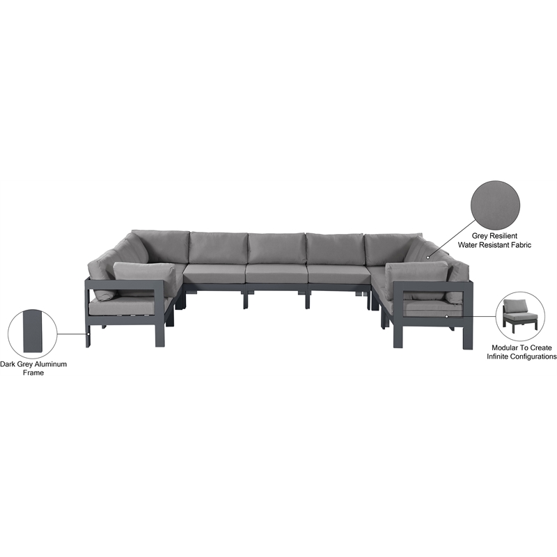 Meridian Furniture Nizuc Grey Outdoor Patio Modular Sectional