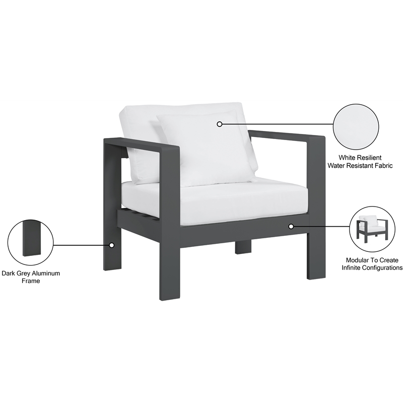 Meridian Furniture Nizuc White Outdoor Patio Arm Chair